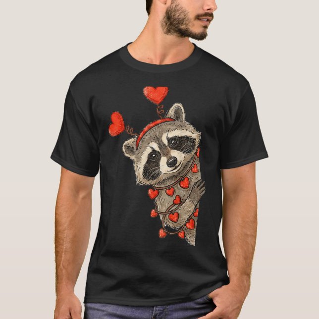 Funny Raccoon Heart Valentine Animal Raccoon Lover T-Shirt (Vorderseite)