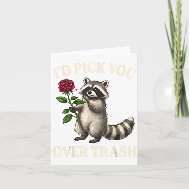 Funny Raccoon I’d Ck You Over Trash Valentines Day Karte (Vorderseite)