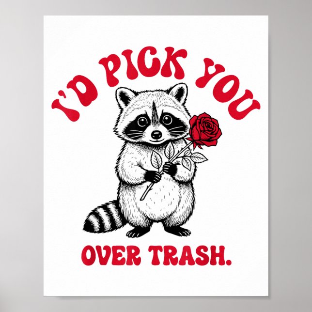 Funny Raccoon I’d Ck You Over Trash Valentines Day Poster (Vorne)