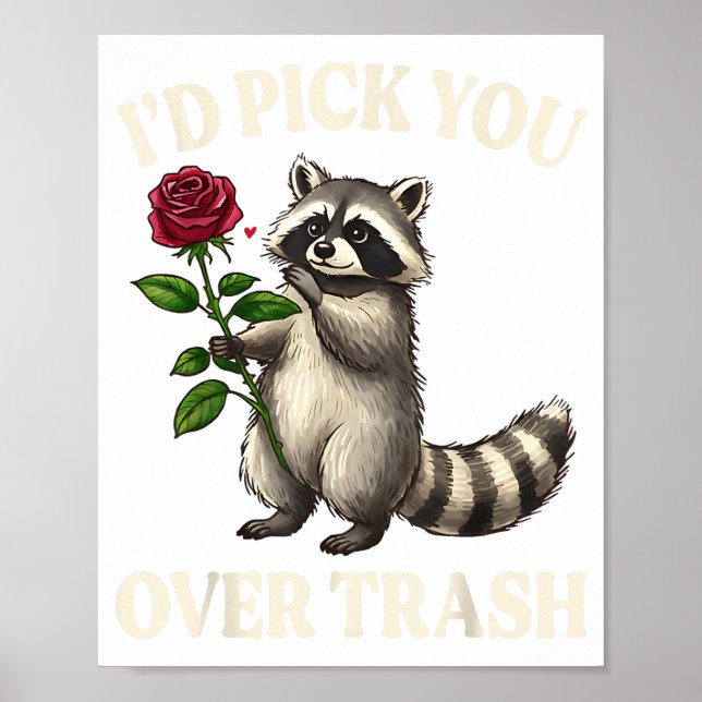 Funny Raccoon I’d Ck You Over Trash Valentines Day Poster (Vorne)