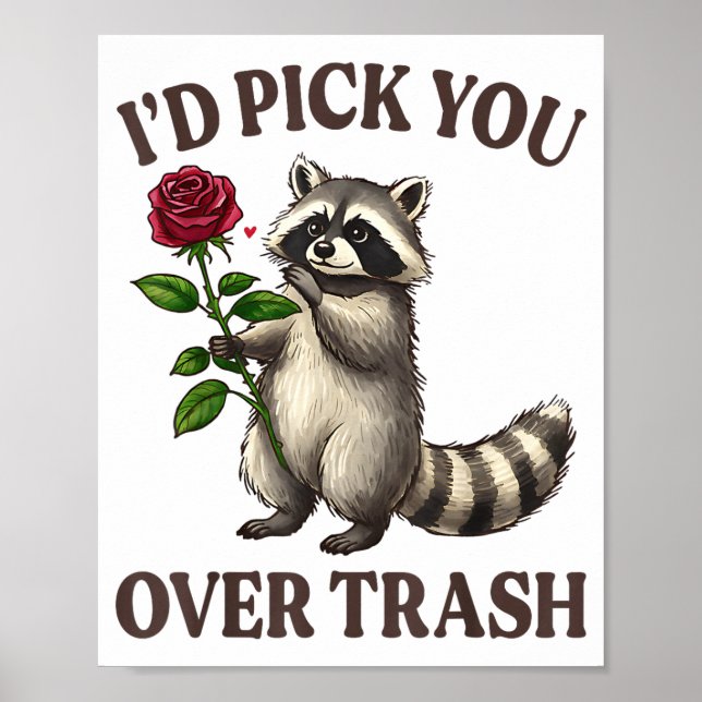 Funny Raccoon I’d Ck You Over Trash Valentines Day Poster (Vorne)