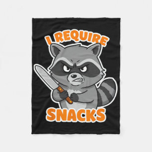 Funny Raccoon Ich brauche Snacks Halloween Spaß Au Fleecedecke