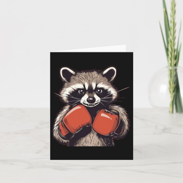 Funny Raccoon Kostüme für Sport und Boxhandschuhe Karte (Vorderseite)