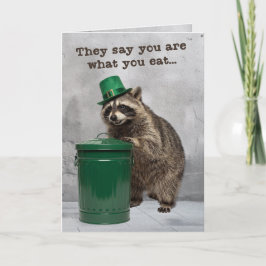 Funny Raccoon Leprechaun Party Card Karte