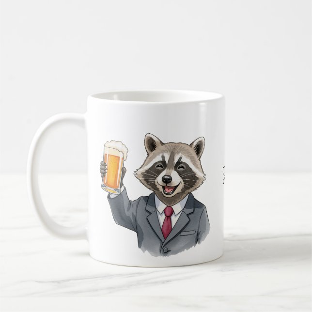 Funny Raccoon mit Bär Personalisiert mit Namen Kaffeetasse (Links)