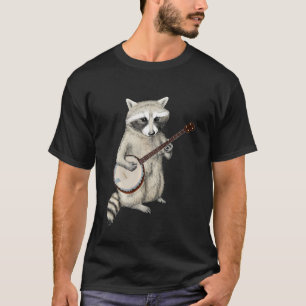 Funny Raccoon Playing Banjo Gitarre Retro Racoon T T-Shirt