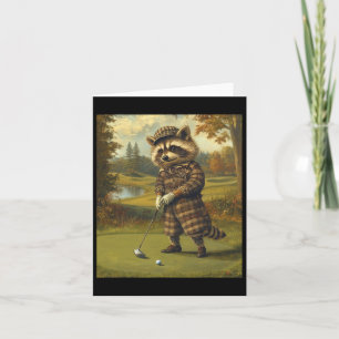 Funny Raccoon Playing Golf Grafik Merkwürdiger Rac Karte