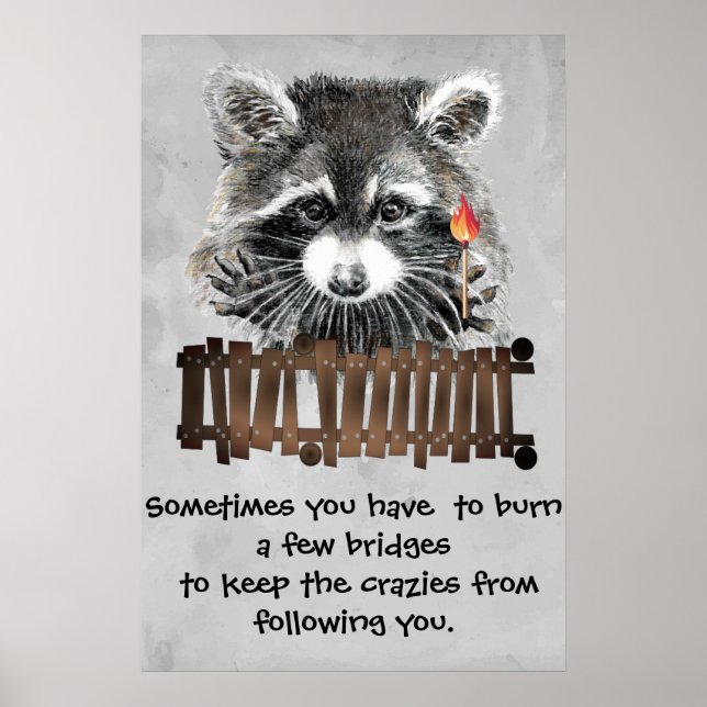 Funny Raccoon Printable Poster Spaß & Sass (Vorne)