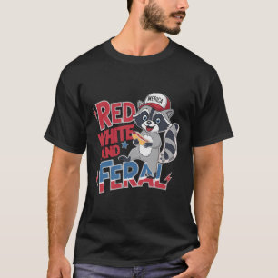 Funny Raccoon Red White and Ferry Patriotic USA T-Shirt