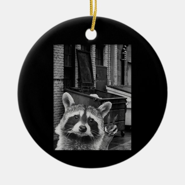 Funny Raccoon Selfie Raccoon Keramik Ornament (Vorne)