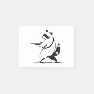 Funny Raccoon Shooter Post-it Klebezettel