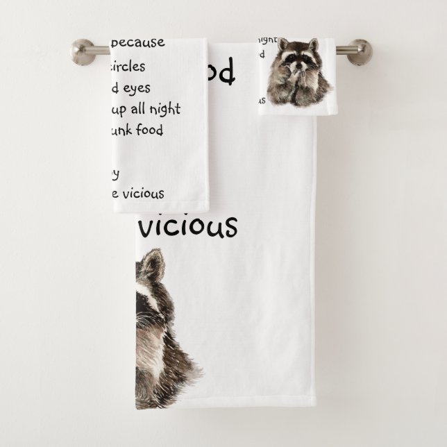 Funny Raccoon Spirit Animal Spaß Niedlich Wasserfa Badhandtuch Set (Insitu)