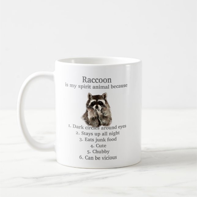 Funny Raccoon Spirit Animal Spaß Niedlich Wasserfa Kaffeetasse (Links)