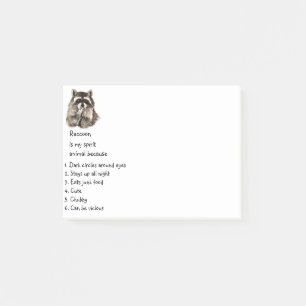 Funny Raccoon Spirit Animal Spaß Niedlich Wasserfa Post-it Klebezettel
