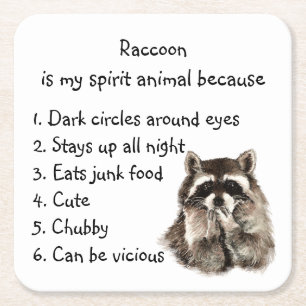 Funny Raccoon Spirit Animal Spaß Rechteckiger Pappuntersetzer