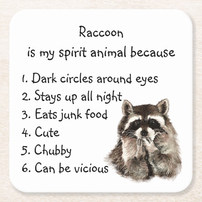 Funny Raccoon Spirit Animal Spaß Rechteckiger Pappuntersetzer (Vorderseite)