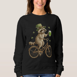 Funny Raccoon, St. Patrick's Day Irish Shamrock  Sweatshirt