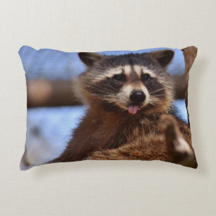 Funny Raccoon Sticken Es ist Zunge-Out Dekokissen