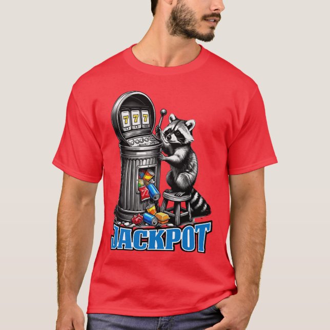 Funny raccoon trash can slot machine jackpot T-Shirt (Vorderseite)