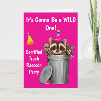 Funny Raccoon Trash kann Geburtstagsdesign Einladung
