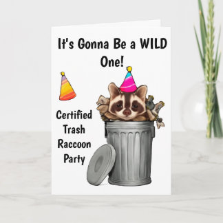 Funny Raccoon Trash kann Geburtstagsdesign Einladung