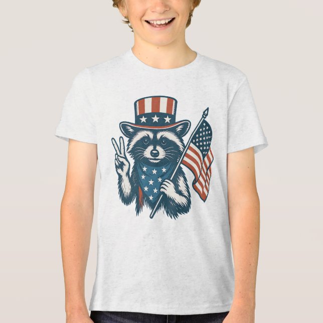 Funny Raccoon Tri-Blend Shirt (Vorderseite)