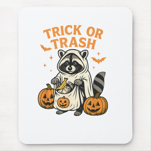 Funny Raccoon Trick oder Trash Halloween Mousepad (Vorne)