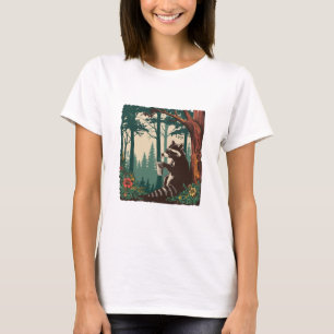 Funny Raccoon trinkt Kaffee T-Shirt