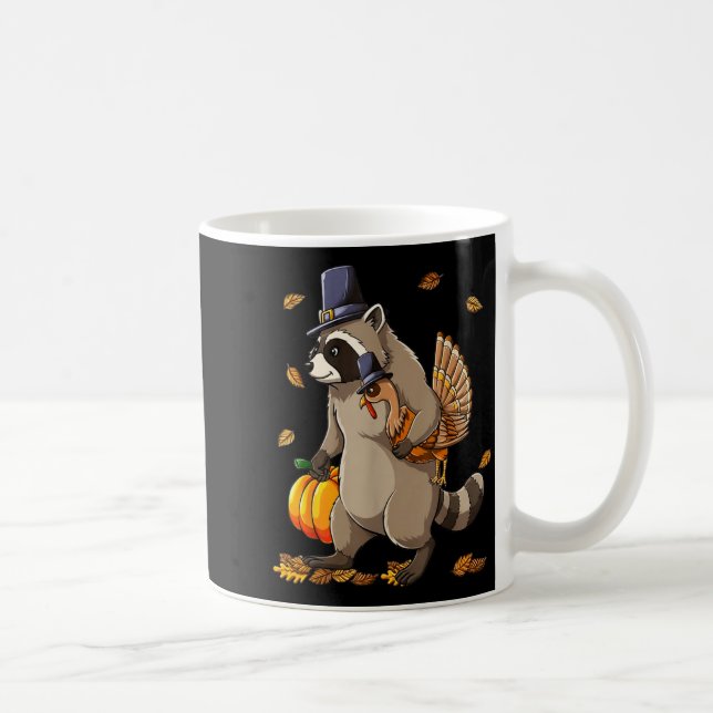 Funny Raccoon Turkey Pumpkin Thanksgiving Gift Men Kaffeetasse (Rechts)