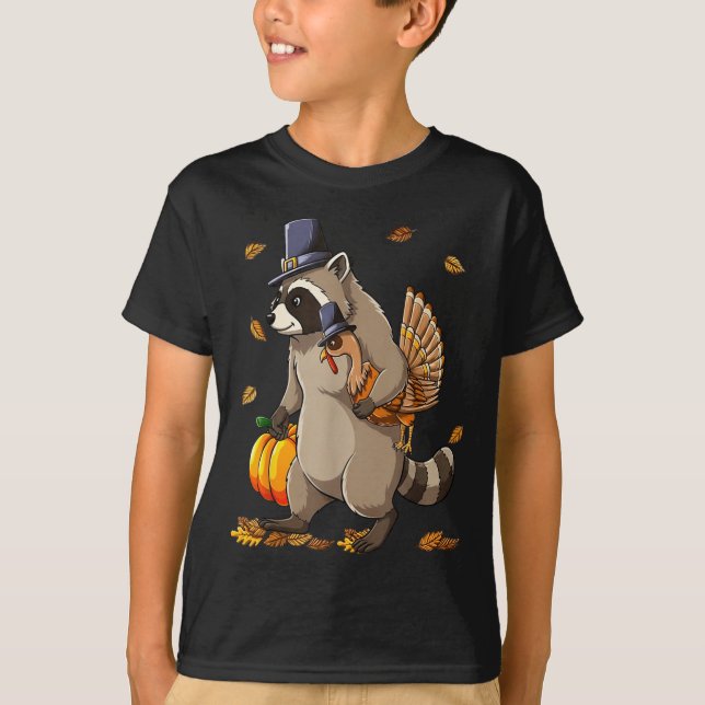 Funny Raccoon Turkey Pumpkin Thanksgiving Gift Men T-Shirt (Vorderseite)