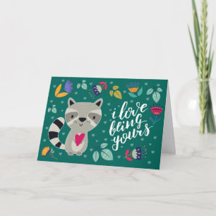 Funny Raccoon Valentinstag Feiertagskarte