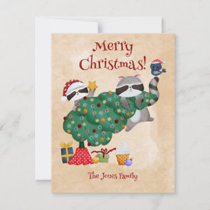 Funny Raccoon Weihnachten