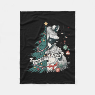 Funny Raccoon Weihnachtsbaum Sorta Merry Sorta Fer Fleecedecke