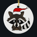 Funny Raccoon Weihnachtsmannmütze Weihnachten Kuns Keramikornament<br><div class="desc">Ein wunderbarer,  lustiger und niedlicher Raccoon mit einem roten Weihnachtsmann,  der originelles Kunstdesign hat. Kann auch benutzerdefinierten Text hinzufügen und die Hintergrundfarbe bei der Bestellung ändern. Ideal für personalisierte Geschenke während der Ferien.</div>