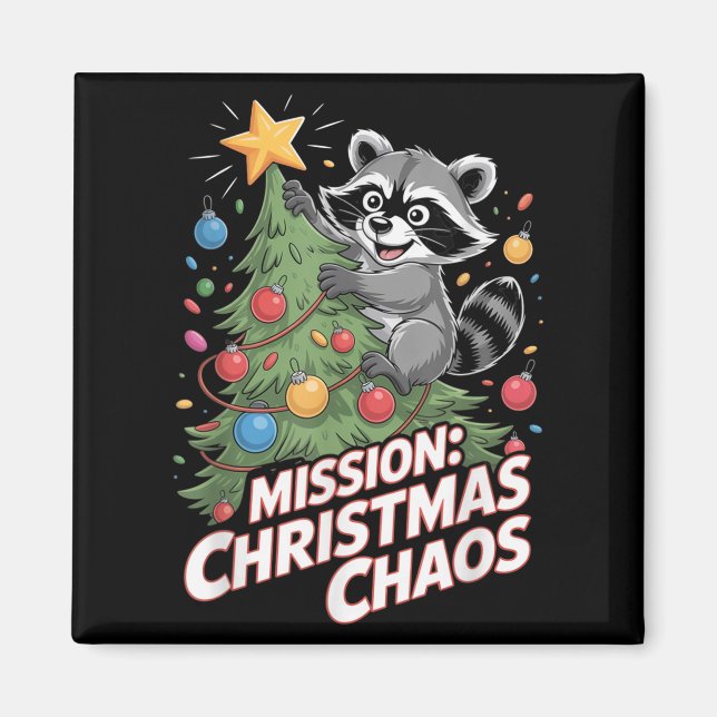 Funny Raccoon Weihnachtsmüll Panda Xmas Magnet (Vorne)