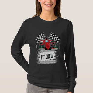 Funny Racing Party Pit Crew Car Racing Checkered F T-Shirt