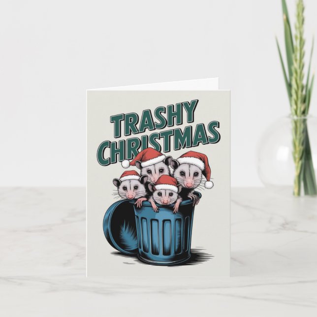 Funny Racoon Christmas Karte (Vorderseite)