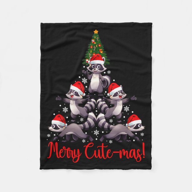 Funny Racoon Merry Cute-mas Racoon Family Christma Fleecedecke (Vorderseite)
