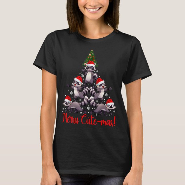 Funny Racoon Merry Cute-mas Racoon Family Christma T-Shirt (Vorderseite)