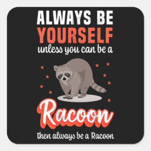 Funny Racoon - Raccoon Halloween Kostüm Quadratischer Aufkleber