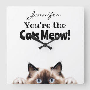 Funny Ragdoll Cam Wall Clock Quadratische Wanduhr