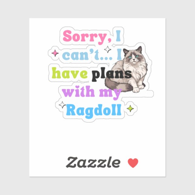 Funny Ragdoll Cat Lover, Custom Cut Vinyl Sticker (Blatt)