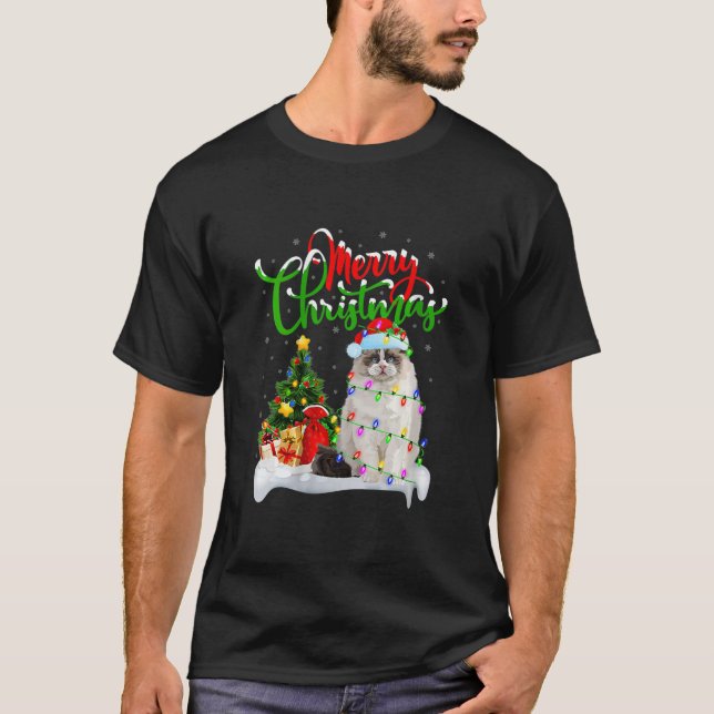 Funny Ragdoll Cat Lover Xmas Lighting Ragdoll Cat T-Shirt (Vorderseite)