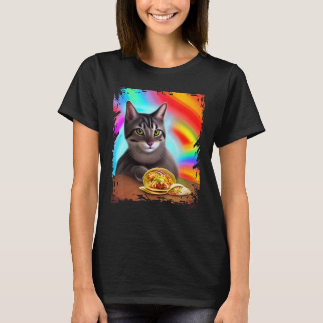 Funny Rainbow Cat Taco Kitty Internet Meme T-Shirt (Vorderseite)