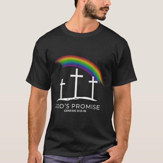 Funny Rainbow Christ Cross - Christian Quote God's T-Shirt (Vorderseite)