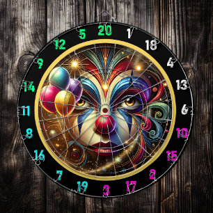 Funny Rainbow Clown Dartboard mit Balloons Dartscheibe