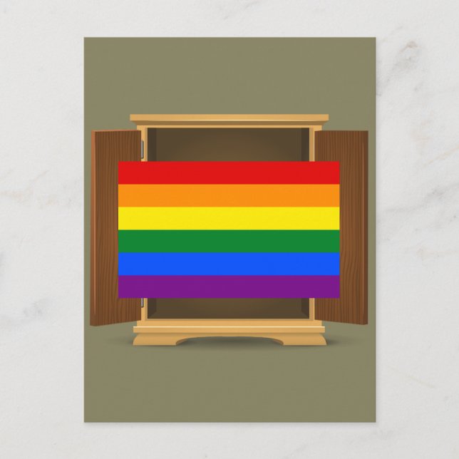 Funny Rainbow Flag LGBT kommt aus dem Schrank Postkarte (Vorderseite)