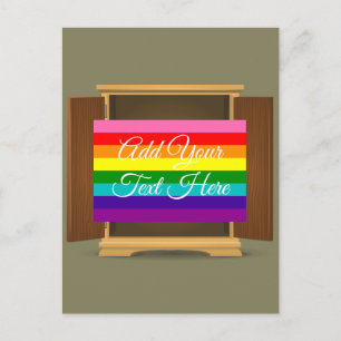 Funny Rainbow Flag LGBT kommt aus dem Schrank Postkarte