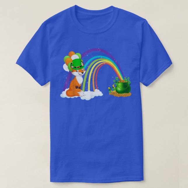 Funny Rainbow Irish Leprechaun Fox St T-Shirt (Design vorne)