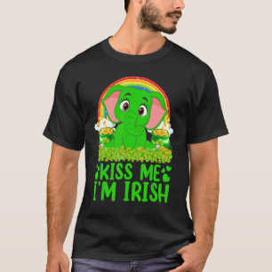 Funny Rainbow Kiss Me I'm Irish Elephant St Patric T-Shirt